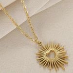 Anthropologie 18K Sacred Heart Sunburst Spiritual Love Necklace Photo 0