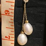 14K Gold Diamond & Pearl Lariet Necklace Photo 15
