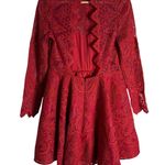 Saylor  Rita Raspberry Red Lace Fit & Flare Long Sleeve Cocktail Mini Dress Large Photo 11