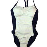 Nike NEW One-Piece Navy Swimsuit Stripe Racerback Womens Size L Photo 4