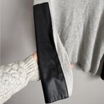 BCBGMAXAZRIA  Gray Cowl Neck Sweater Faux Leather Sleeve Patch Womens S Moto Photo 2