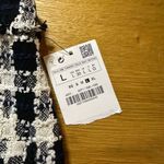 ZARA NWT black and white and blue tweed buttoned skirt large Photo 1