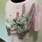 Vintage Art Unlimited Bunny Short Sleeve Tee with Glitter Design Pink Size L Photo 2