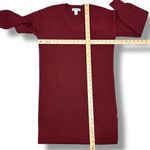 EXPRESS  Metallic Shimmer Knit Balloon Sleeve Sweater Dress Burgundy Red Small Photo 10