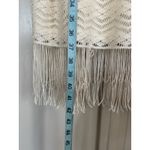 Tiana B. Cream/Silver Thread Crocheted Sleeveless Fringe Lined Slip Dress 16W Silver Size 16 Photo 2