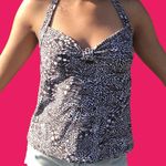 Target  Black Animal Print Tankini Swim Top Photo 1