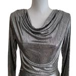 4th & Reckless Drape Front Mini Dress Metallic Silver Size M NWT Size M Photo 4