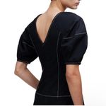 Madewell NWT  Puff-Sleeve Drop-Waist Midi Dress Black 6 Photo 1
