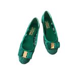 Salvatore Ferragamo  Varina Lace Bow Green Ballet Flats Size 6.5 Photo 10