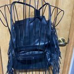 Victoria's Secret Black Fringe Tassel Backpack Drawstring Purse New Photo 4