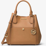 Michael Kors New  Greenwich Saffiano Leather Satchel Bag Brown Tote Classic Chic Photo 0