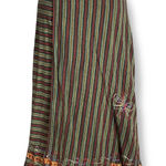 Striped Wrap Skirt Floral Embroidery Boho Flowers Ribbon Tie Waist Green Red Size undefined Photo 0