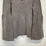 American Eagle  Gray Boho Lace Up‎ Long Bell Sleeve Sweater Size XS Photo 2