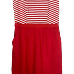 Boden Women's Dress Knit Striped Pockets Red White V Neck Tomato Girl US 8 Lined Photo 0