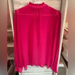 Torrid boho chic hot pink Chiffon Clip Dot Ruffle Neck Tie Front Top NWT 00 / 10 Photo 2
