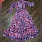 Bohme  red paisley long sleeve maxi boho tiered dress 
casual Anthropologie $122 Photo 1