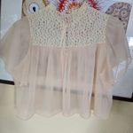 Vintage Barbizon Ariel pink chiffon lace bed jacket w/pleating & 2 Tie Closure M Size M Photo 6
