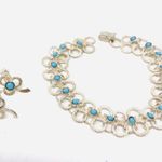Sterling Silver , turquoise earrings / bracelet set, vintage Photo 2
