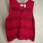 RUSS Women's Fair Isle Red Button front Sleeveless Grandma Sweater Vest |Sz:XL Photo 15