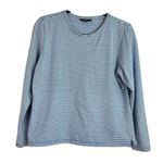 Lands' End  Women's Long Sleeve Stripe Tee Nautical Blue & White 100% Cotton L Photo 0