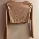 Forever 21 Shein Women’s Juniors Crop Top L Bust 36” Beige Rouched Front Long Sleeve Photo 5