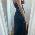 SET michael lo sordo silk navy cut out high slit crop top skirt set Size 2 Photo 5