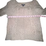 American Eagle Sweater Women Small Tan Cable Open Knit Back Long Sleeve Pullover Photo 3