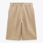 ZARA NWT Straight Cut Textured High Waisted Shorts Photo 3