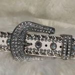 White Chunky Bedazzled Western Style Belt Small Photo 3