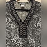 Evolution  Leopard Print V-Neck Blouse | Semi-Sheer Top | 3/4 Sleeve Women’s 1X Photo 3
