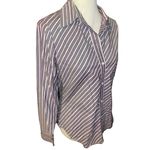 Gap Plum Striped Button Down Tailored Fit Long Sleeve 100% Cotton Top Size Mediu Photo 2