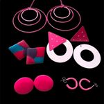 5 pair of pink earrings Pink Photo 2