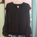 A New Day NWT  Blouse | Black & Gold Thread | Bell Sleeves |‎ Size Small Photo 1