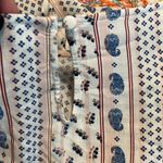 American Vintage Vintage America large tie front blouse blue paisley scarf print button close bk Photo 10