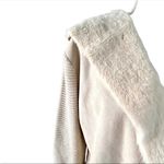 Cotton Emporium  Ivory Open Front Hooded Faux Fur Long Cardigan Jacket size small Photo 10