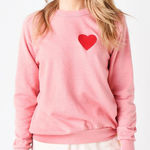 Aviator Nation Women's Heart Embroidery Relaxed Crew Sweatshirt in Pink Size XL Photo 0