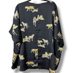 JODIFL  Black Leopard Dolman Half Sleeve Top Oversized 1X Cheetah Animal Boho Photo 2
