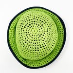 French Connection  Lime Green Crochet Black Wool Hat Made in England Women Photo 1