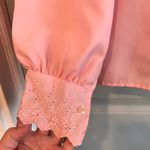 Rhapsody  Women’s M Vintage 80s Pink Feminine Eyelet Lace Cuffs Coquette Blouse Photo 3