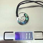 Abalone Shell Wave Silver Pendant Adjustable Cord Necklace 11g. Blue Photo 8