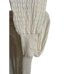 ZARA Top Womens Large White Sheer Knit Polo Cropped Long Sleeve Textured Photo 4