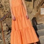 Charlie Holiday  Orange Tiered Linen Maxi Dress size Small Photo 0