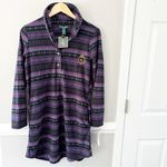 NWT Vintage Ralph Lauren Flannel Shirt Long Sleeve Sleep Night Gown Logo Small Purple Photo 2