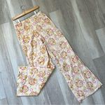 Floral Bohemian Pants wide leg womens Yellow Pink (small) 70s retro funky Photo 0