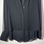 Banana Republic  Button Down Sheer Black Long Sleeve Blouse Size Medium Photo 2