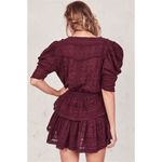 Love Shack Fancy  Marissa Plum Floral Embroidered Puff Sleeve V-Neck Mini Dress S Photo 1