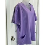 Womens 4XL Lavender V Neck Scrub Top Short Sleeve Pocket Polyester Spandex Purple Size undefined Photo 3