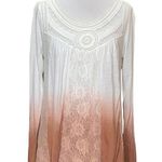 Clover + Scout  Dip Dye Boho Lace Eyelet Blouse Medium Photo 0
