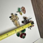 Flower Bouquet, Rose Stem, Flowers Brooch Pin Lot Of 4 Photo 8