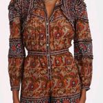 SEA NY Rosita 100% Cotton Ruffle Romper in Rust and Navy, size 8 Orange Photo 0